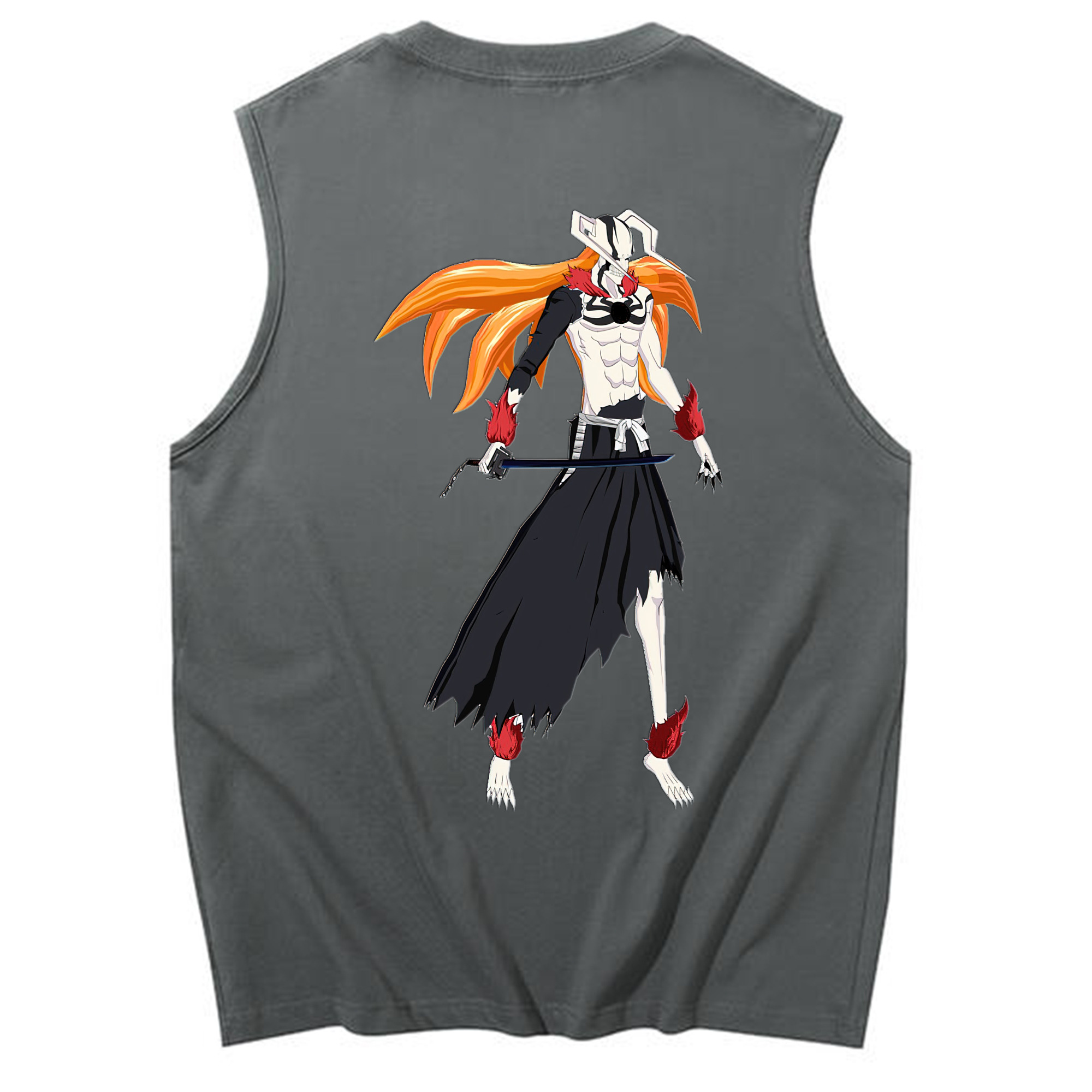 （画像用） ブリーチ 黒崎一護（くろさき いちご）BLEACH Kurosaki Ichigo コットン100％タンクトップ（背面プリント）